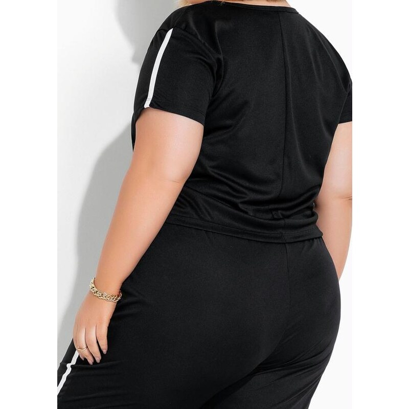 Conjunto De Calça E Blusa Preto Plus Size