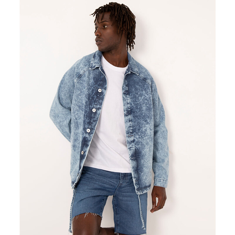 C&A jaqueta jeans bomber ciclos azul médio