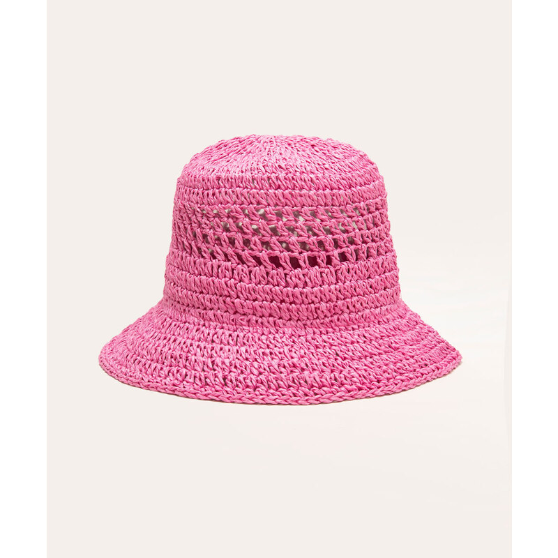 C&A chapéu bucket crochê palha rosa