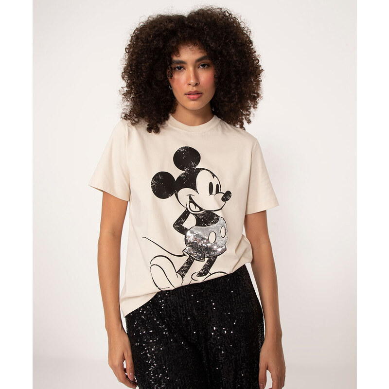 T-SHIRTS FEMININA ALGODÃO PRETO SILK MICKEY AND MINNIE - LOJA de T-SHIRTS