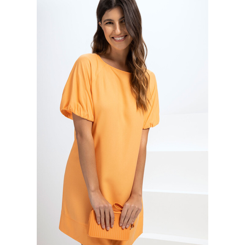 Vestido Longo Crepe Textura Xadrez Laranja