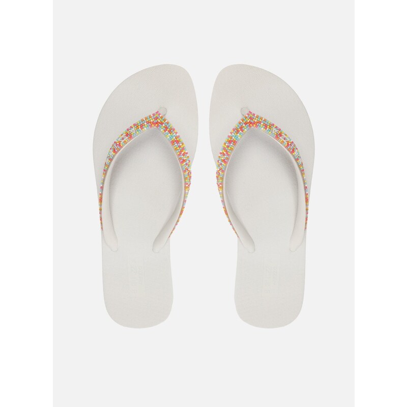 Chinelo de Dedo Branco Tiras Coloridas Brizza Arezzo GLAMI .br