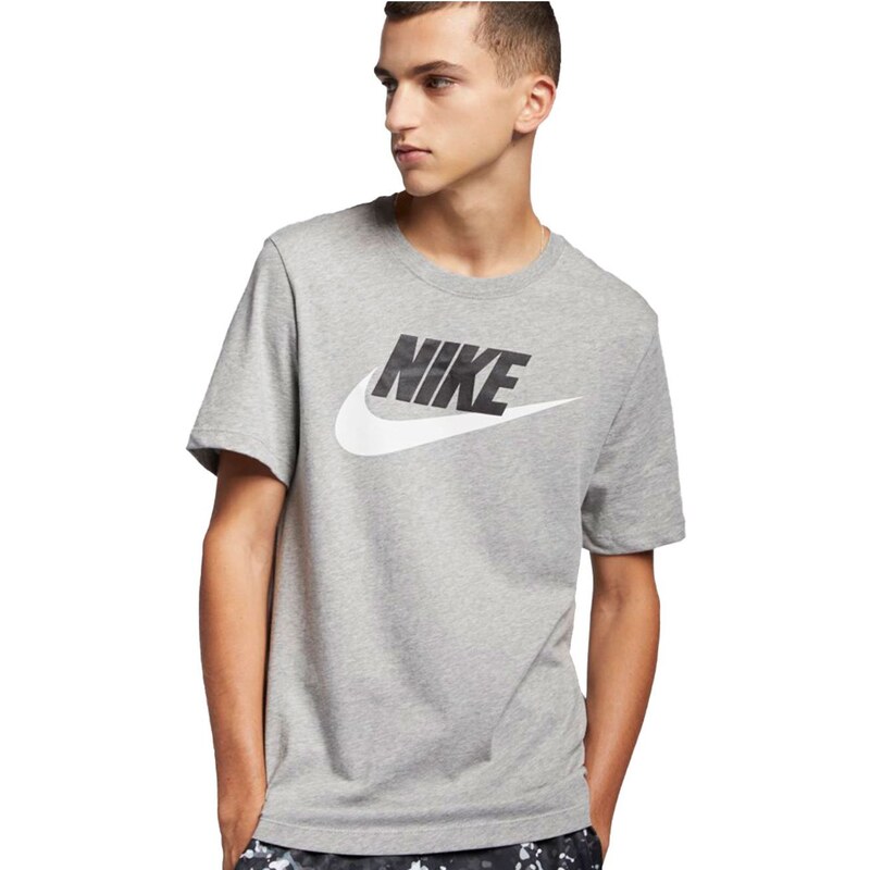 Camiseta Nike Masculina Sportswear Large Logo Cinza Mescla