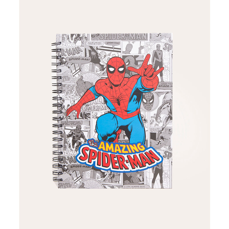 C&A caderno capa dura com espiral homem aranha branco