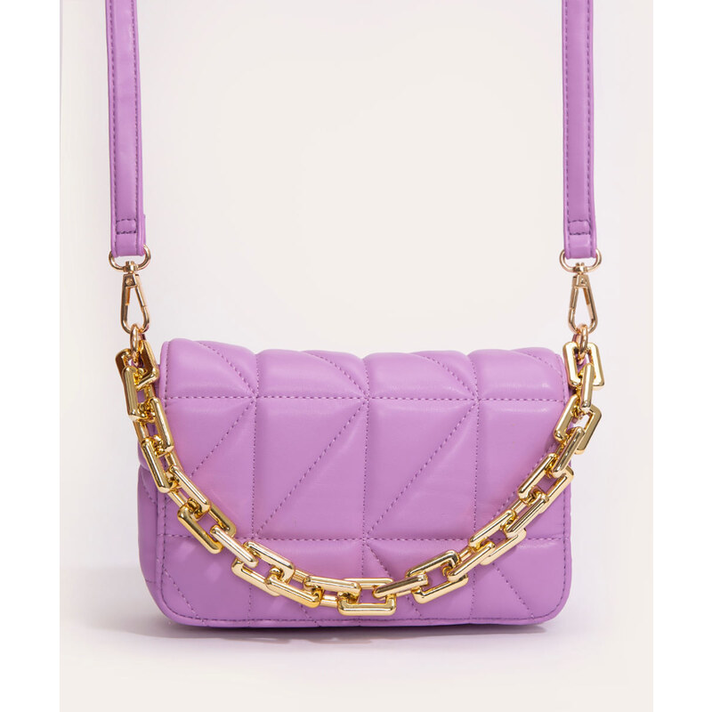 C&A bolsa matelassê com corrente lilás