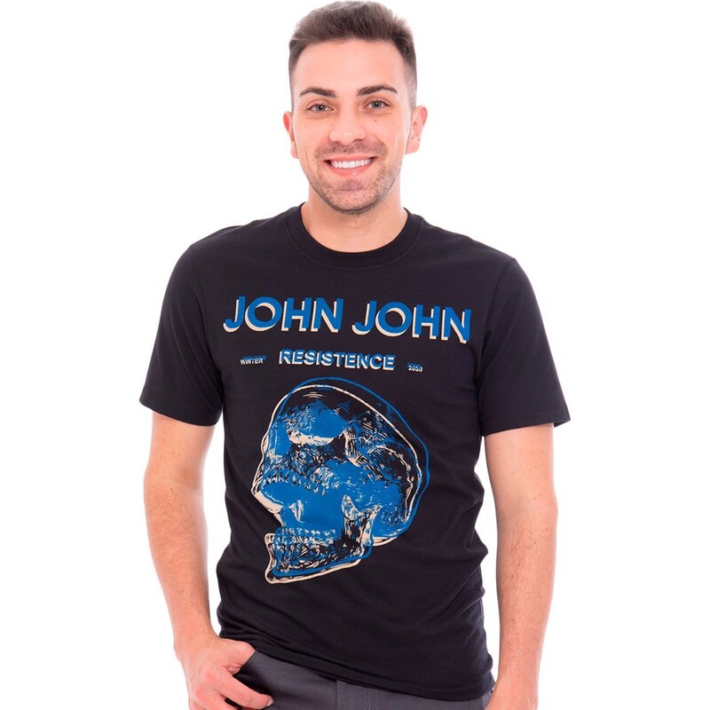 Camiseta John John Masculina Regular Snake Crown Preta 
