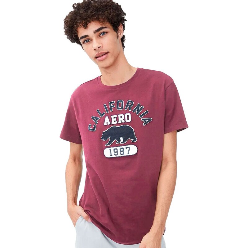 Camiseta Aeropostale Masculina California Aero Bear 1987 Bordô