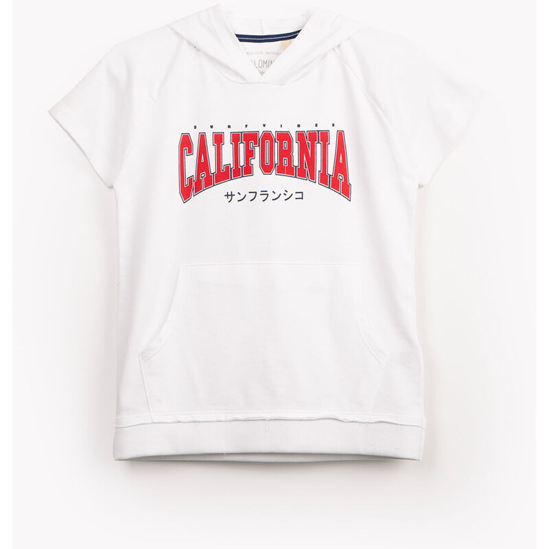 C&A camiseta infantil de moletinho Califórnia manga curta com capuz off White