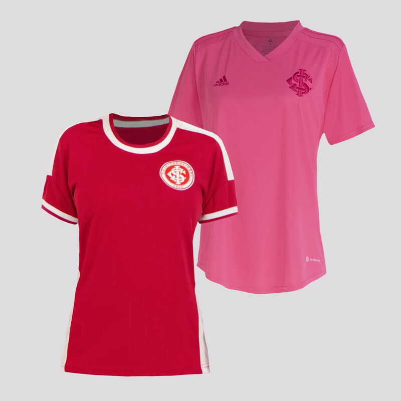 Kit Camisa Adidas Internacional Outubro Rosa 2022 Feminina + Camisa  Internacional Feminina Vermelha 