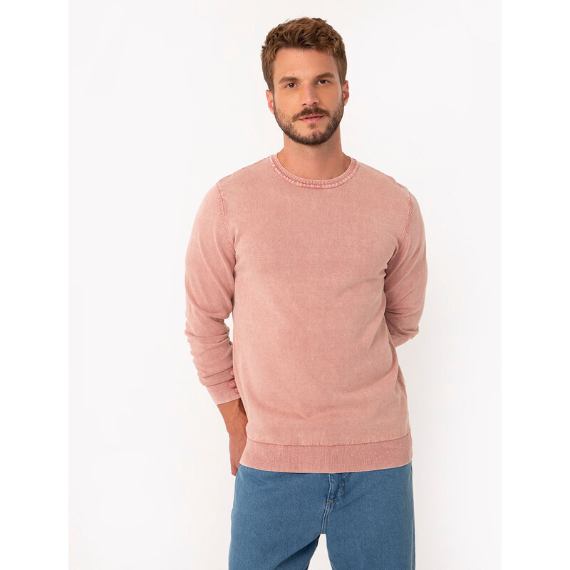 C&A suéter de tricô estonada manga longa rosa