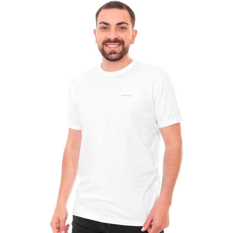 Camiseta Calvin Klein Jeans Masculina Black New Logo Branca 
