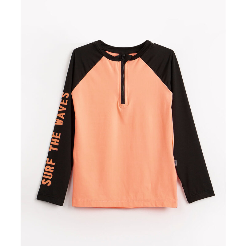 C&A camiseta de praia infantil manga longa raglan proteção uv+ laranja