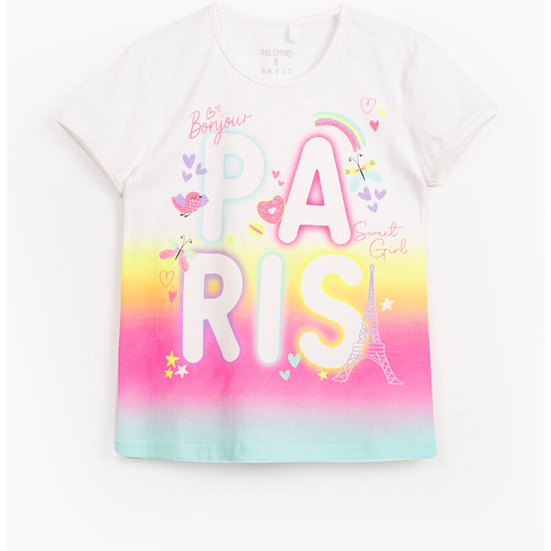 C&A blusa infantil de malha paris manga curta multicor 