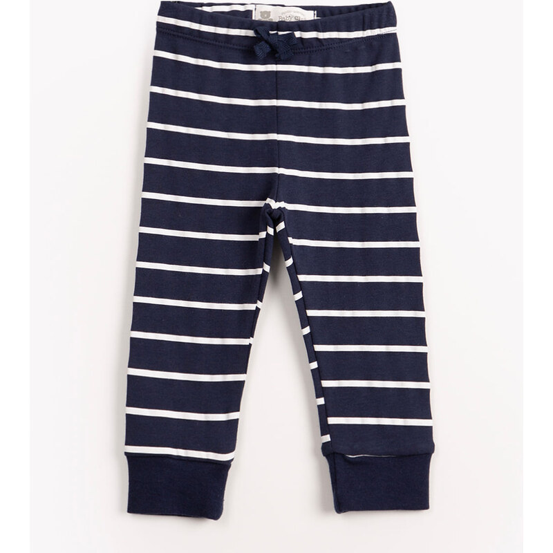 C&A calça infantil de malha listrada azul marinho