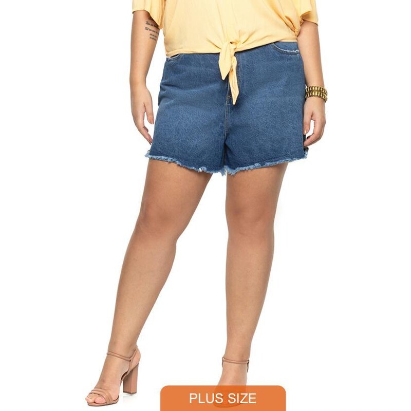 Secret Glam Shorts Jeans Feminino Plus Size Azul