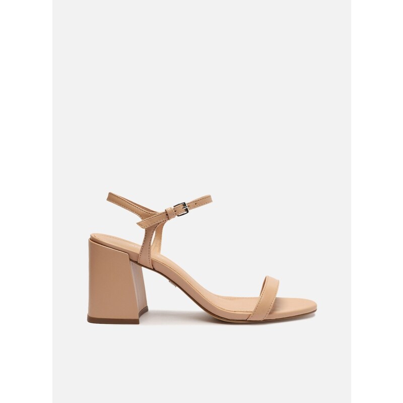 Sand lia Nude Couro Salto Bloco Minimal Arezzo GLAMI .br