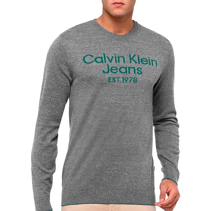 Suéter Calvin Klein Jeans Masculino Tricot CKJ Est.1978 Grafite Mescla