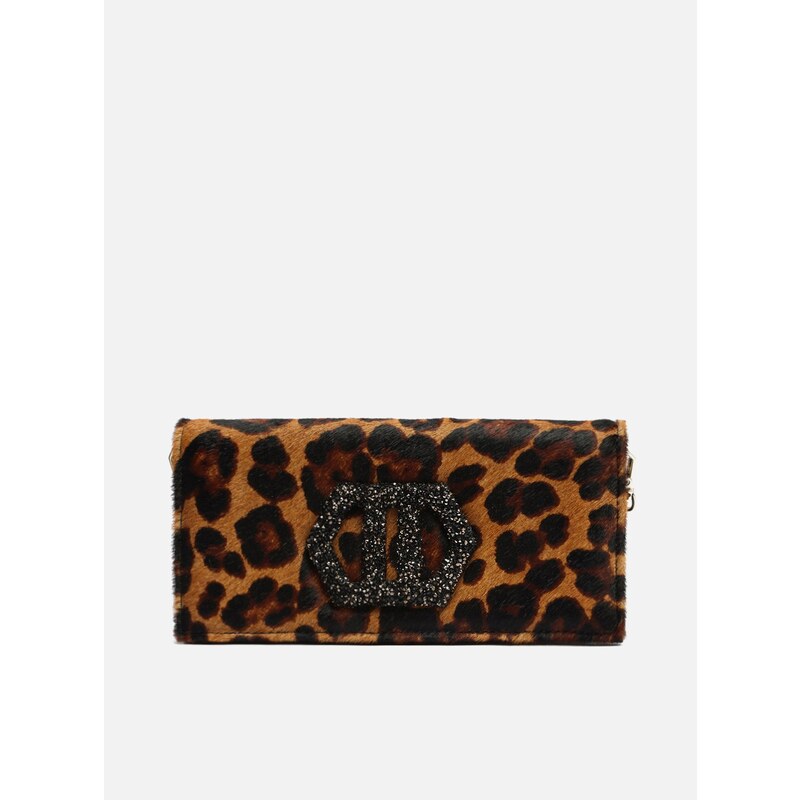 Bolsa Clutch Animal Print Pelo Luana Pequena Brilho Arezzo