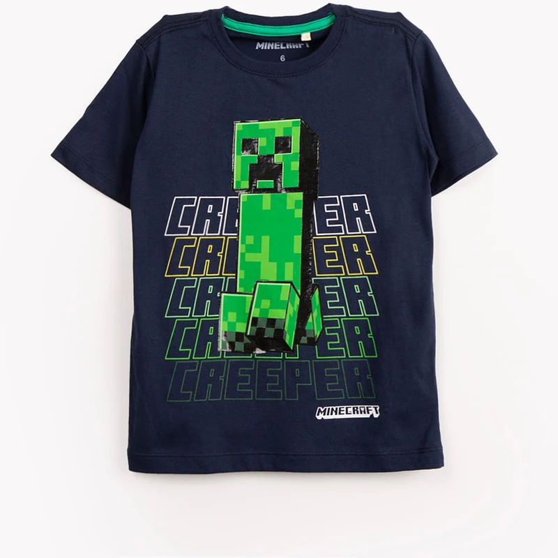 Camiseta Infantil Manga Preta - Minecraft