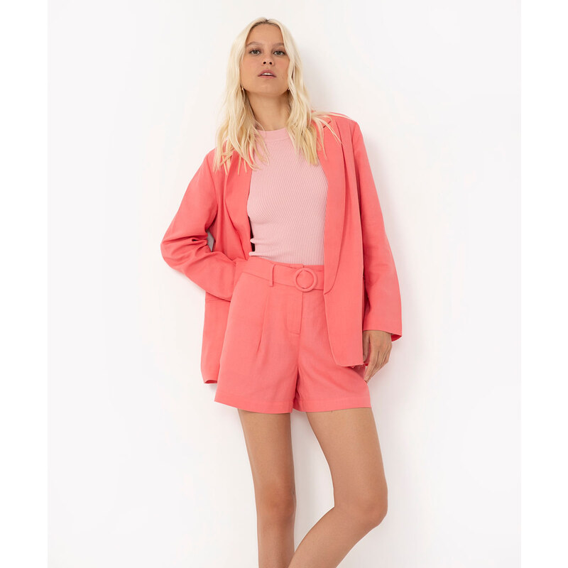 C&A blazer oversized com linho e bolsos pink