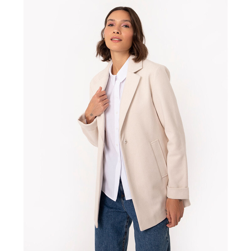 C&A casaco chevron com bolsos off white