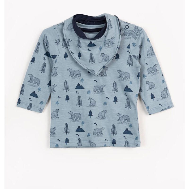 C&A camiseta infantil de algodão manga longa ursos com bandana azul