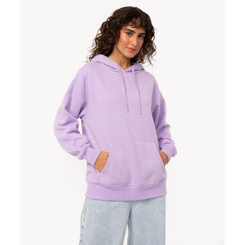 C&A blusão oversized de moletom com capuz e bolso canguru lilás