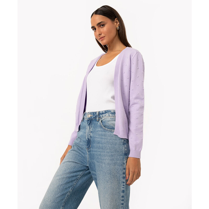 C&A cardigan de tricô com bolinhas lilás