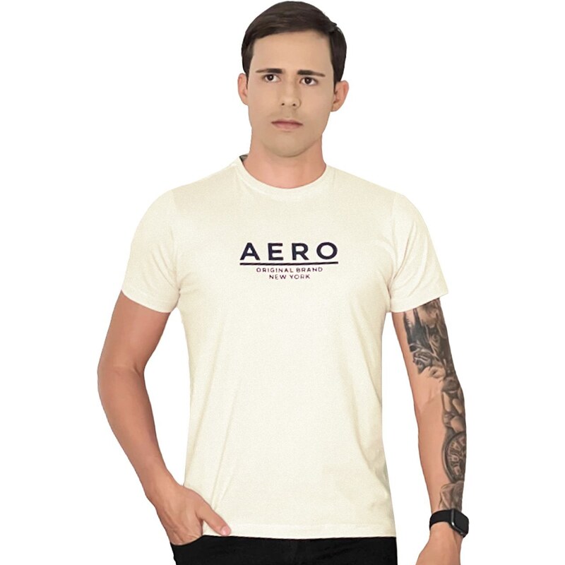 Camiseta Aeropostale Masculina Aero Original Brand New York Off-White 