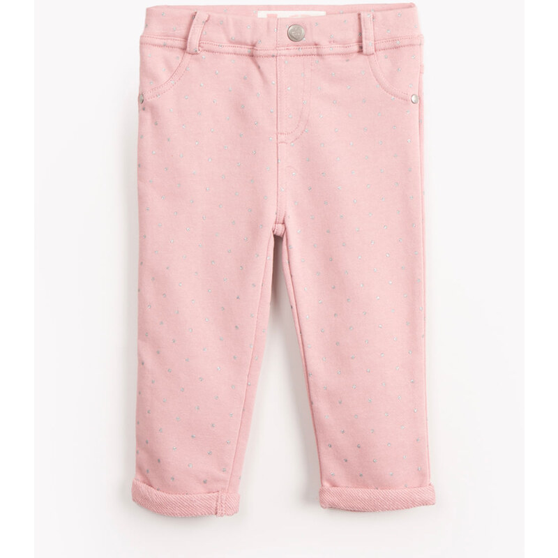 C&A calça infantil de algodão poá com brilho rosa