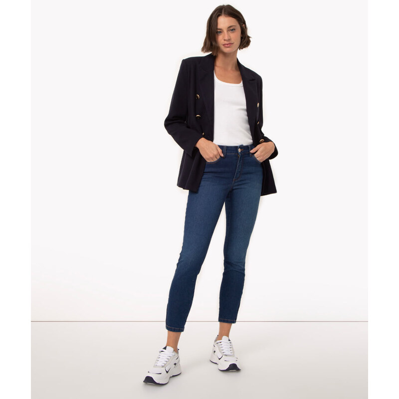 C&A calça jeans super skinny cintura média azul escuro