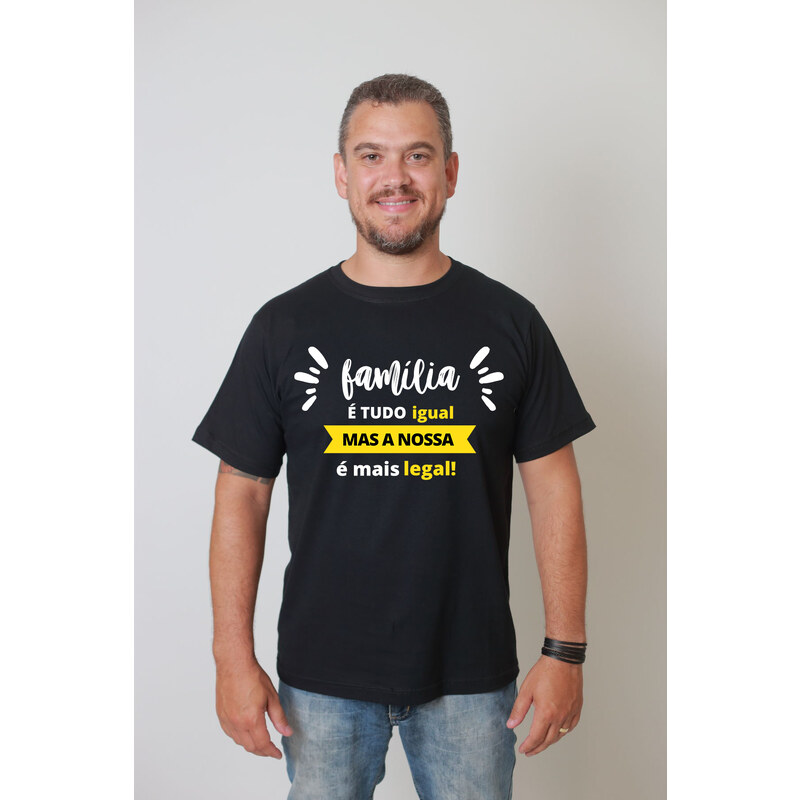 HFB Camiseta Masculina - Família é Tudo Igual - Preto - P 