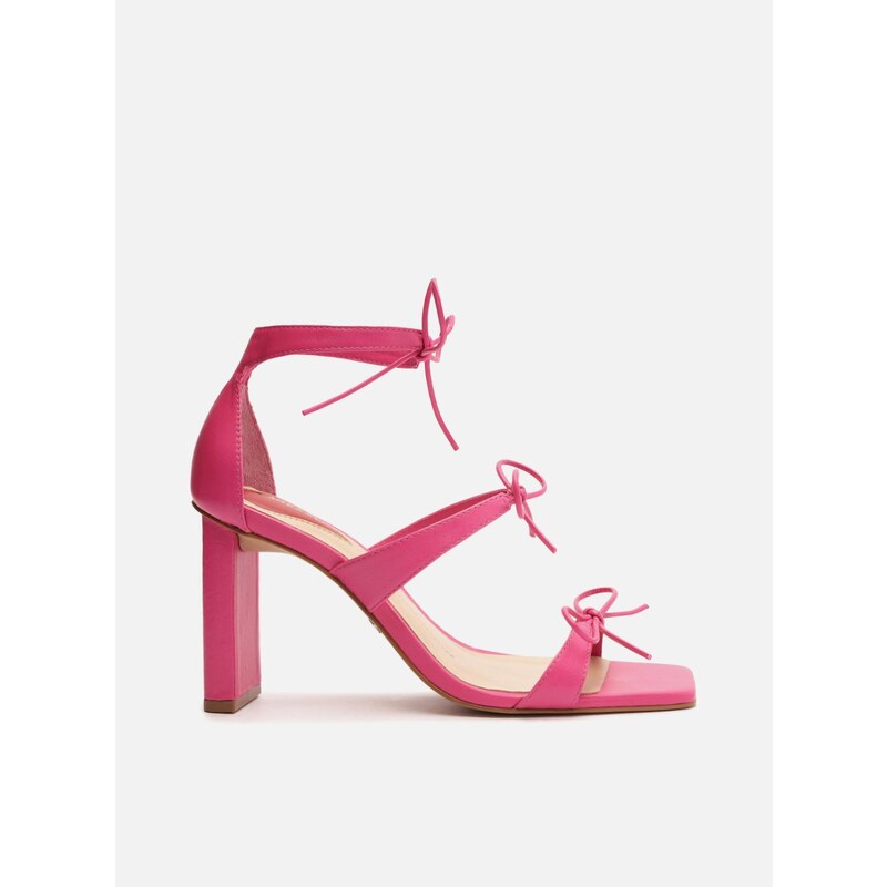 Sand lia Rosa Couro Salto Alto Bloco Arezzo GLAMI .br