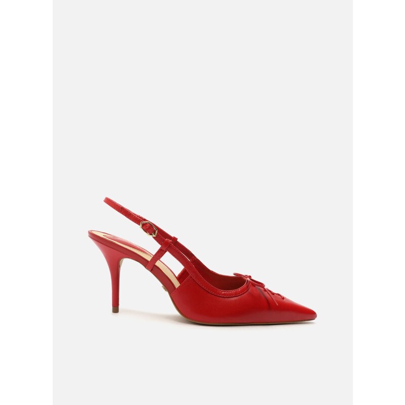 Scarpin Vermelho Couro Bico Fino Slingback Arezzo GLAMI .br