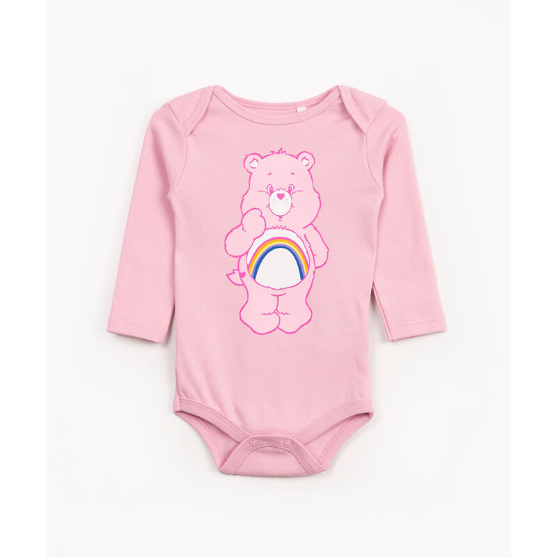 C&A body infantil de algodão manga longa ursinhos carinhosos rosa