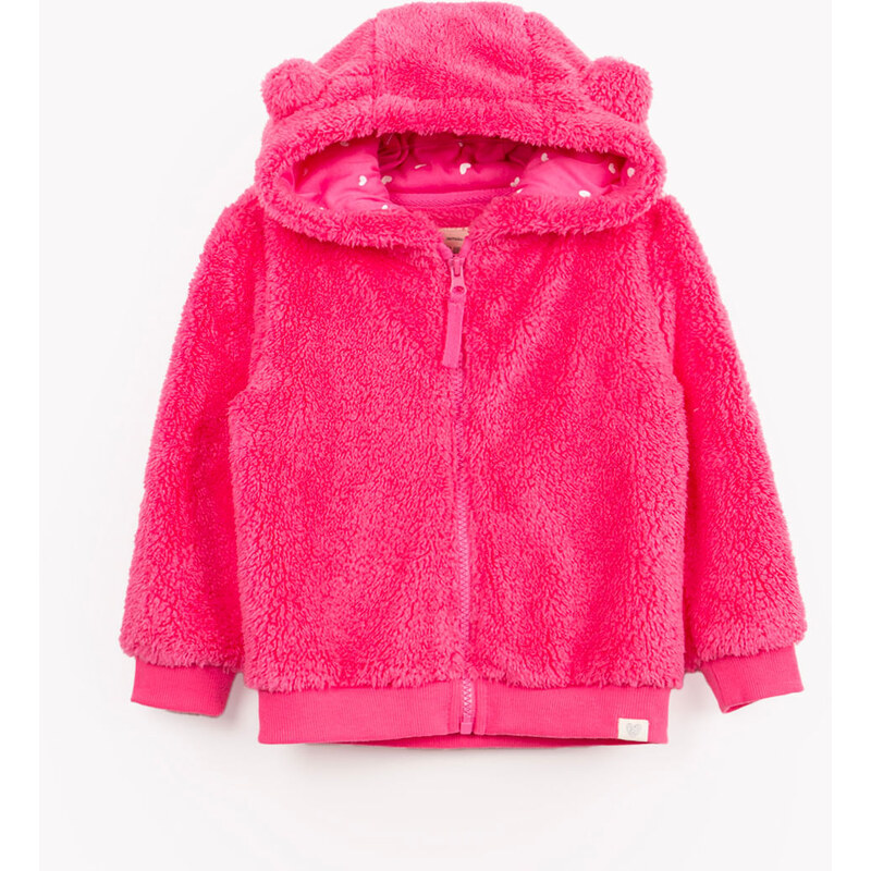 C&A jaqueta infantil sherpa com capuz pink