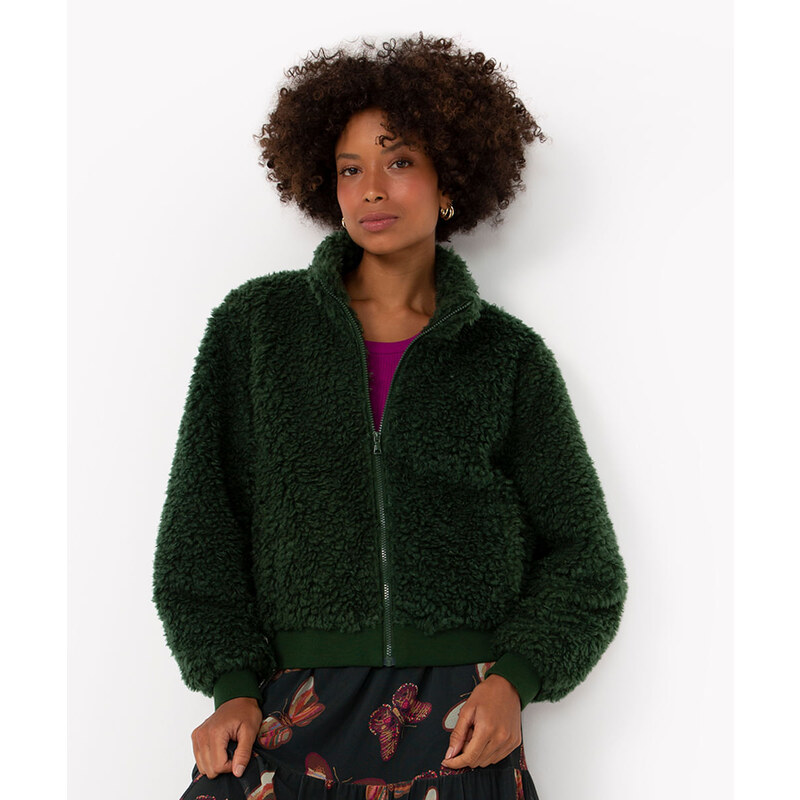 C&A jaqueta sherpa gola alta com bolsos verde