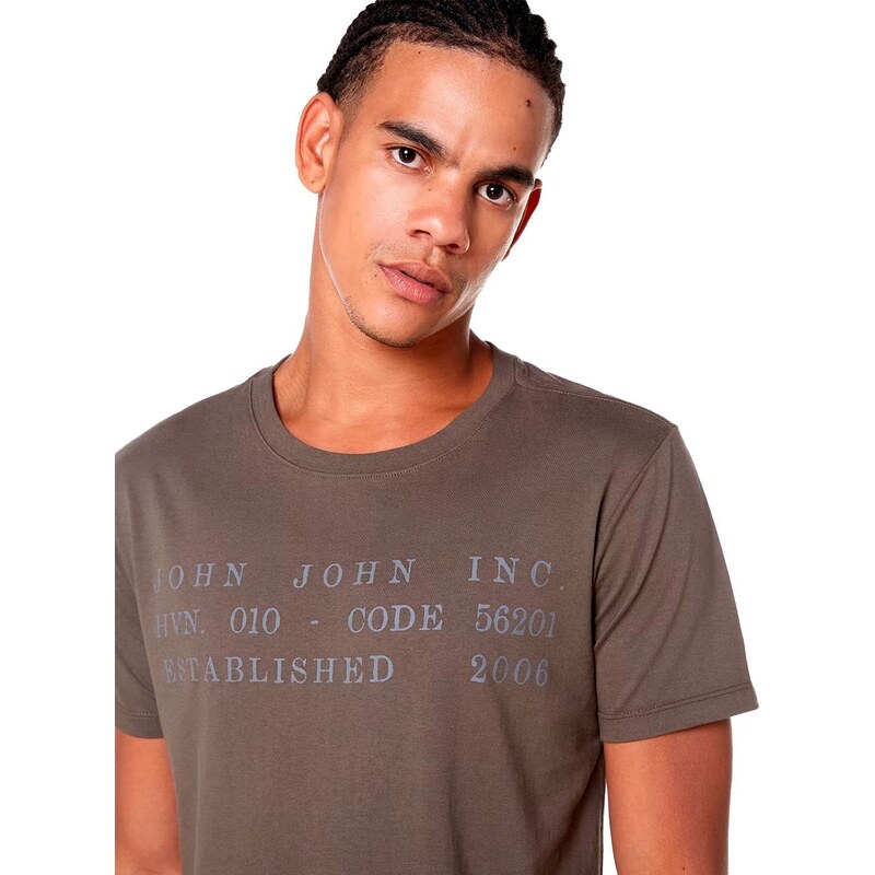 Camiseta John John Masculina Inc Code Marrom Escuro 