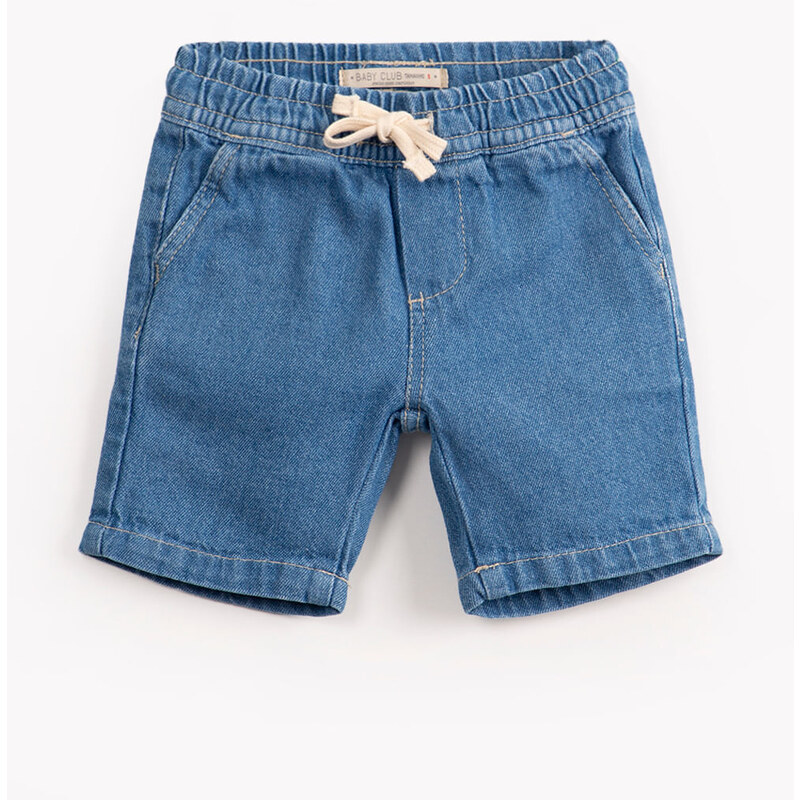 C&A bermuda jeans infantil com bolos azul médio 