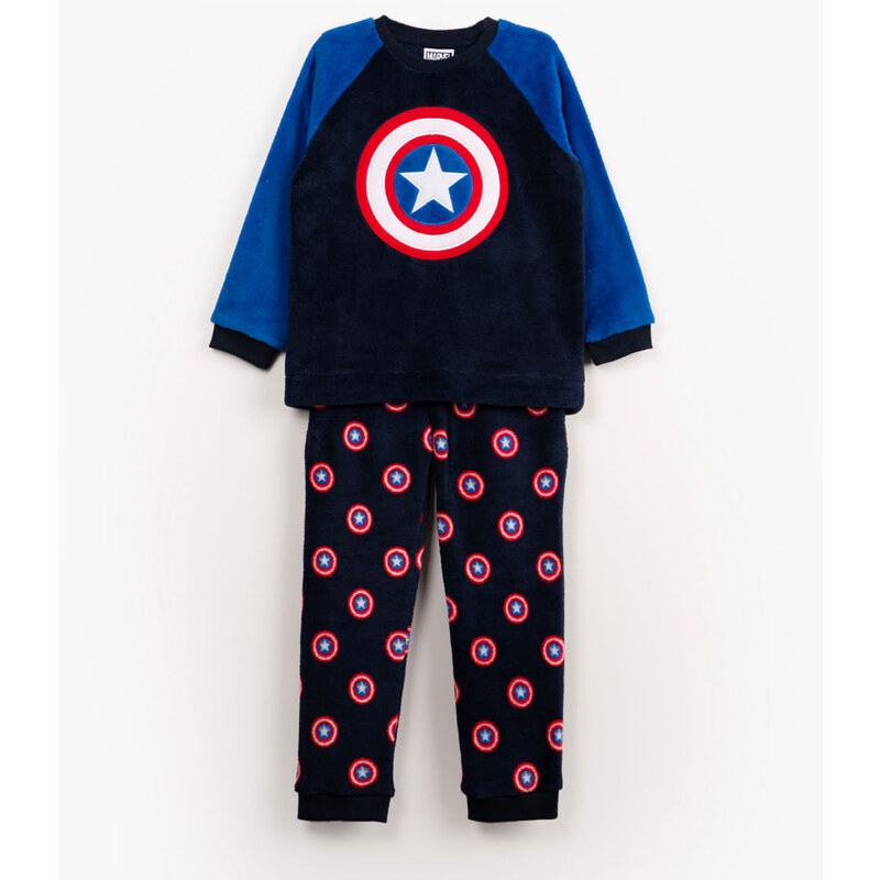 C&A pijama infantil de inverno capitão américa azul marinho