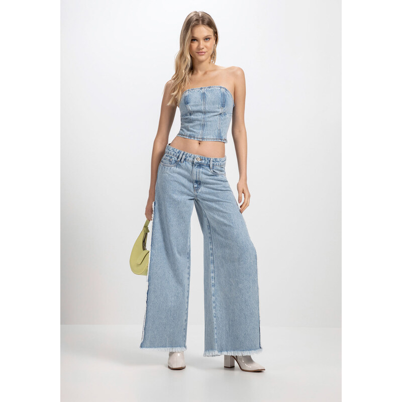 Calça Jeans Super Flare com Cinto