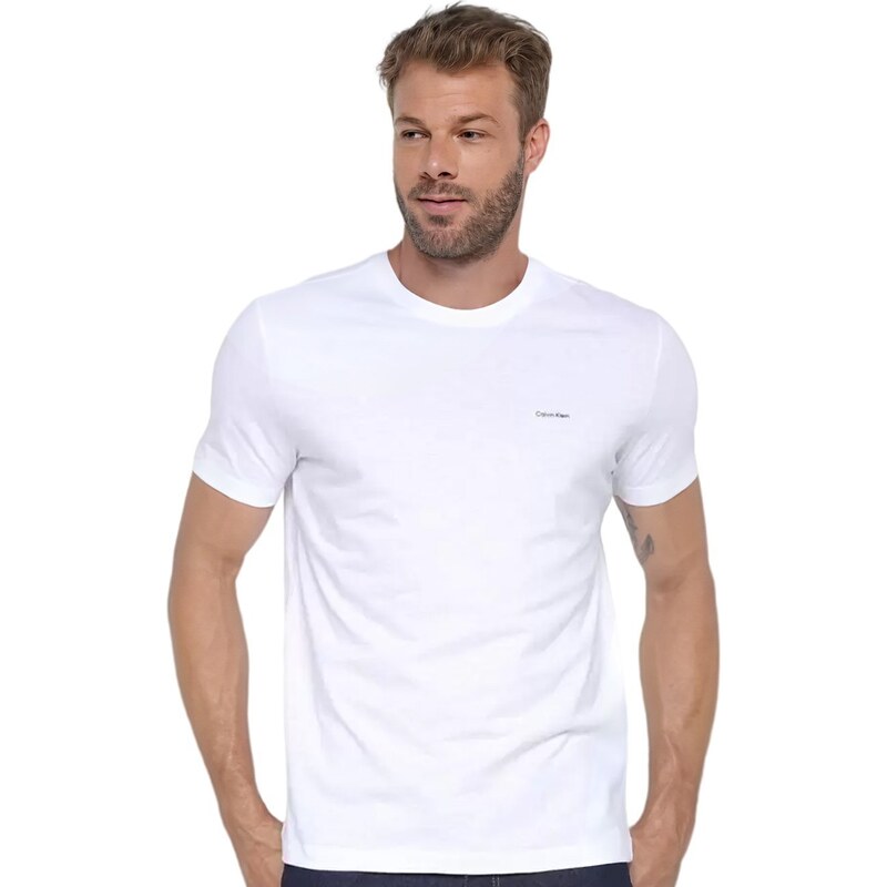 Camiseta Calvin Klein Masculina Flame New Logo Branca