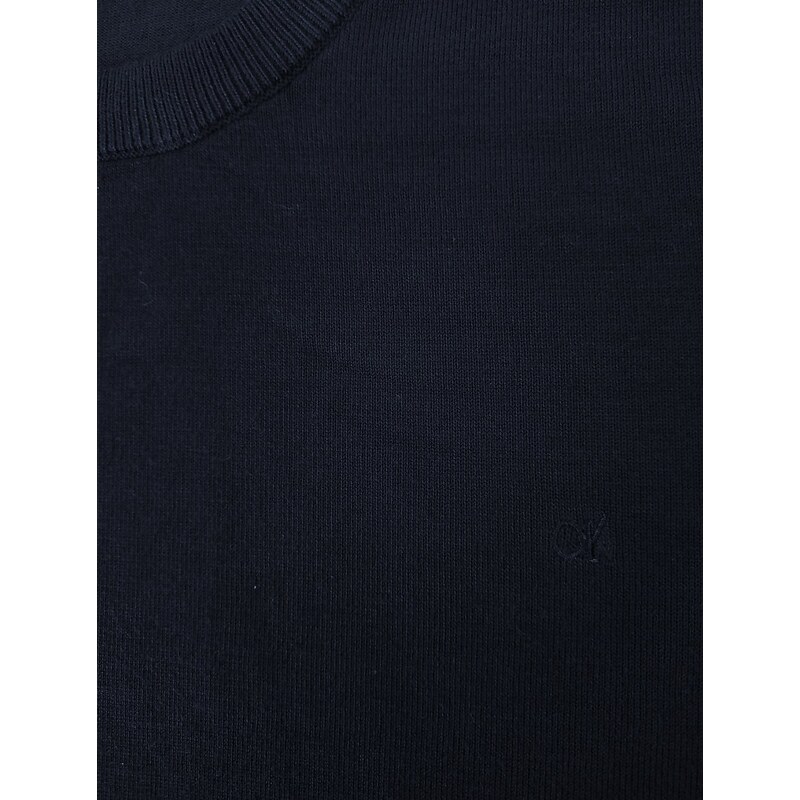 Suéter Calvin Klein Tricot Crewneck CK Logo Azul Marinho
