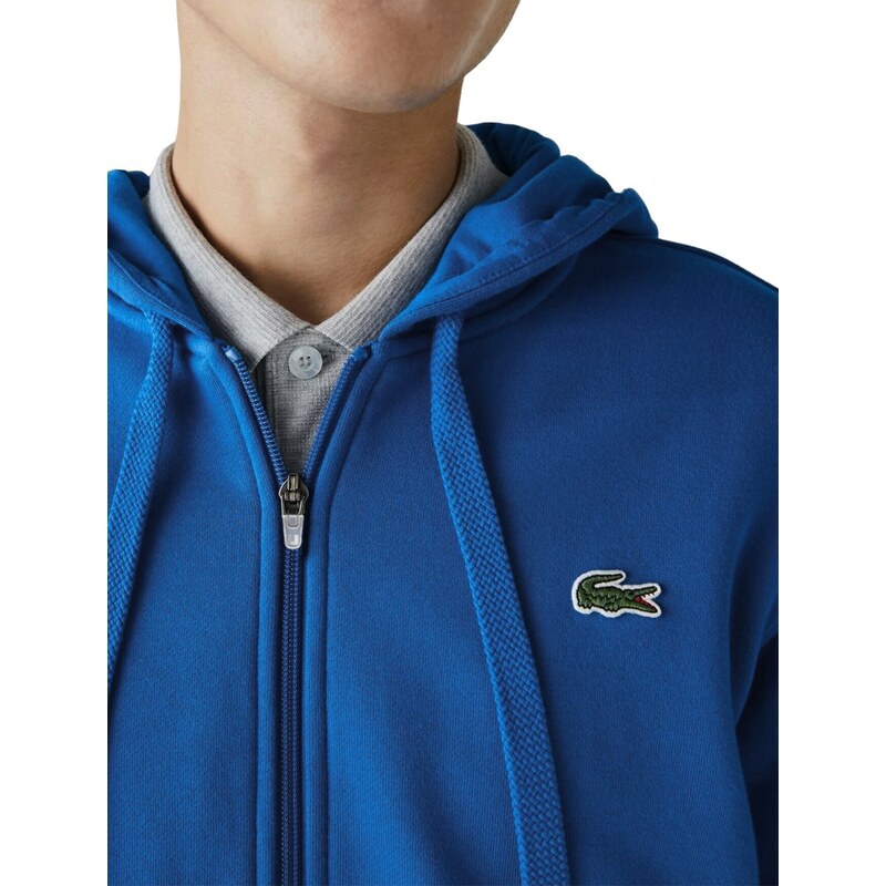 Moletom Lacoste Masculino Sport Fleece Hoodie Full Zip Azul Royal 