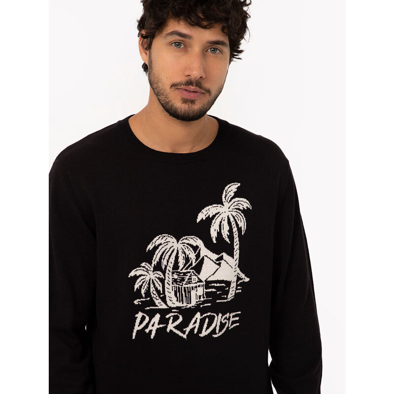 C&A suéter de tricot manga longa paradise preto