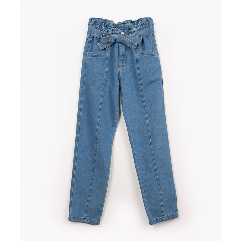 C&A calça clochard jeans infantil com cinto azul