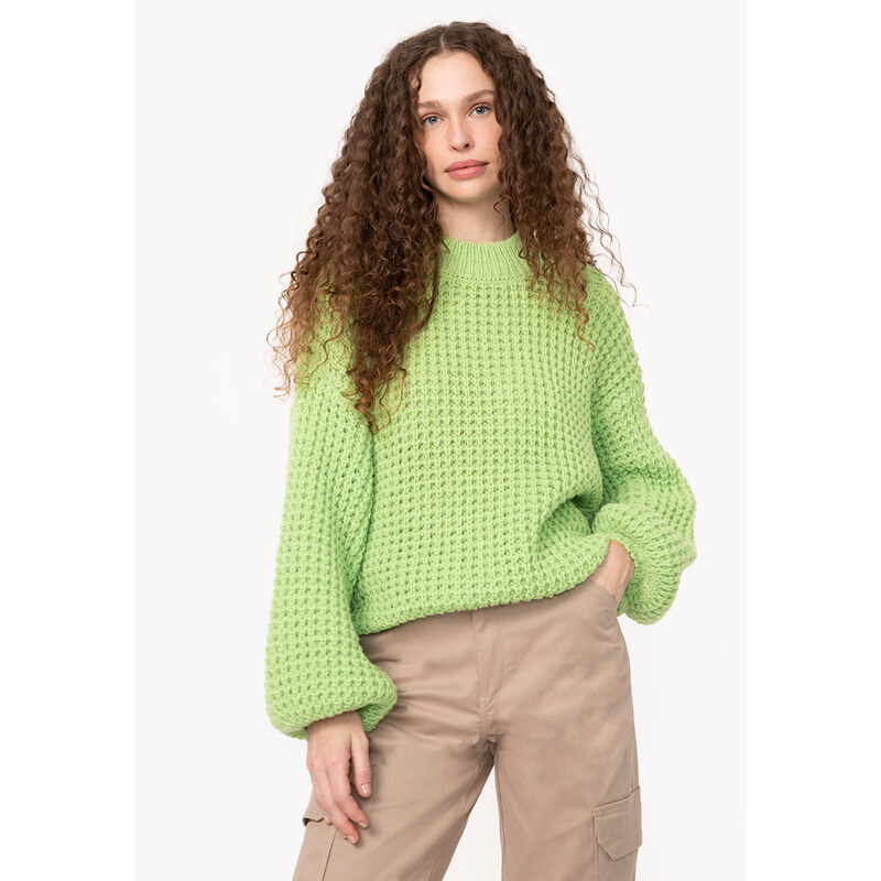 C&A suéter de tricot oversized manga bufante verde