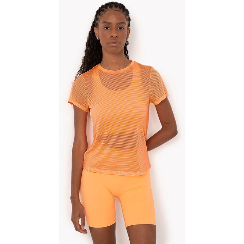 C&A blusa manga curta recorte costas ace esportiva laranja neon