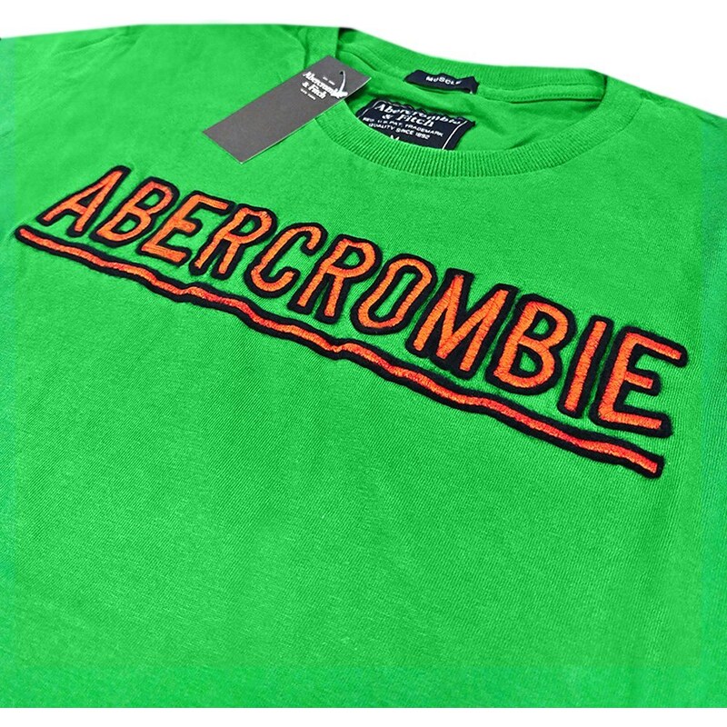 Camiseta Abercrombie Masculina Muscle Logo Display Embroidered Verde 