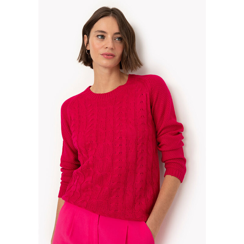 C&A suéter de tricot texturizado manga longa rosa